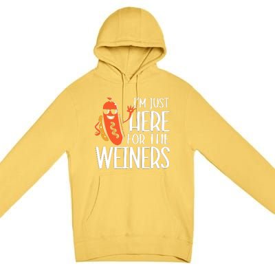 Funny Hot Dog Im Just Here For The Wieners Sausage Premium Pullover Hoodie