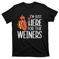 Funny Hot Dog Im Just Here For The Wieners Sausage T-Shirt