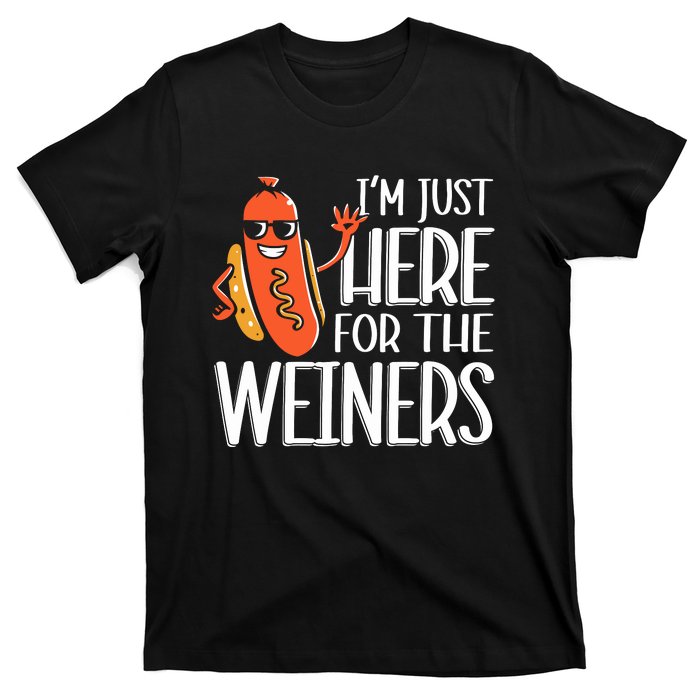 Funny Hot Dog Im Just Here For The Wieners Sausage T-Shirt