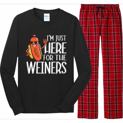 Funny Hot Dog Im Just Here For The Wieners Sausage Long Sleeve Pajama Set