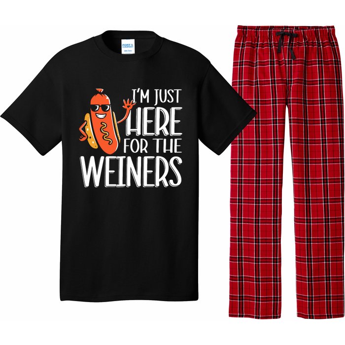 Funny Hot Dog Im Just Here For The Wieners Sausage Pajama Set