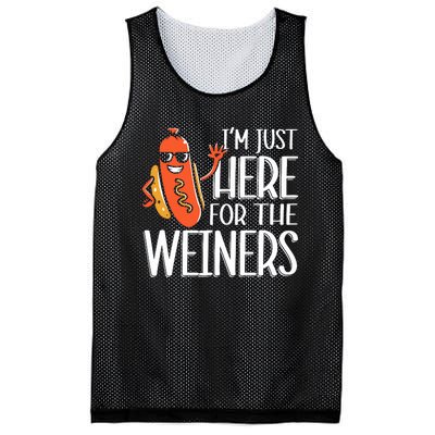 Funny Hot Dog Im Just Here For The Wieners Sausage Mesh Reversible Basketball Jersey Tank