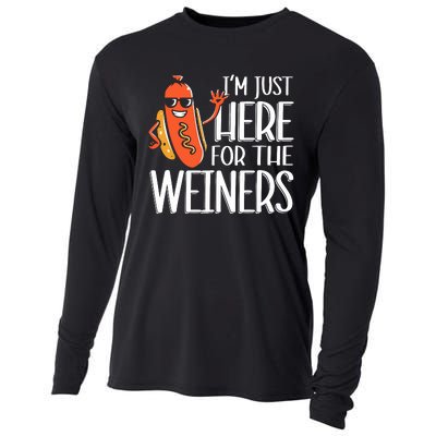 Funny Hot Dog Im Just Here For The Wieners Sausage Cooling Performance Long Sleeve Crew