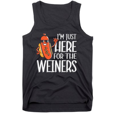 Funny Hot Dog Im Just Here For The Wieners Sausage Tank Top