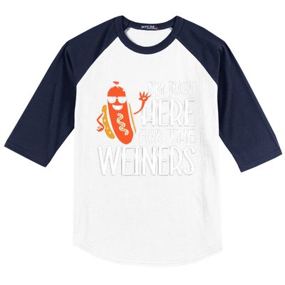 Funny Hot Dog Im Just Here For The Wieners Sausage Baseball Sleeve Shirt