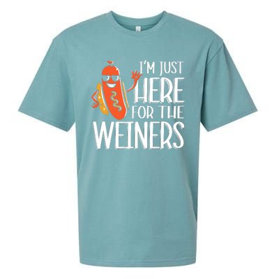 Funny Hot Dog Im Just Here For The Wieners Sausage Sueded Cloud Jersey T-Shirt