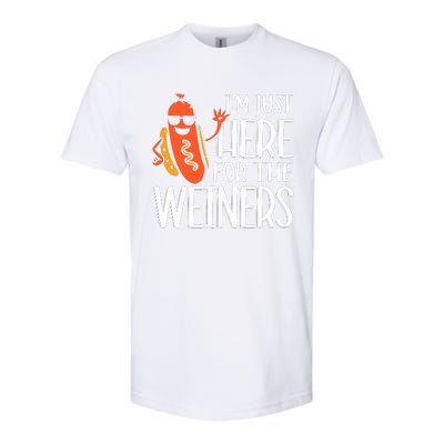 Funny Hot Dog Im Just Here For The Wieners Sausage Softstyle CVC T-Shirt