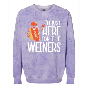 Funny Hot Dog Im Just Here For The Wieners Sausage Colorblast Crewneck Sweatshirt