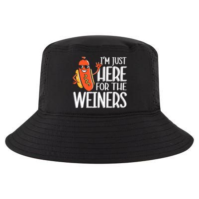 Funny Hot Dog Im Just Here For The Wieners Sausage Cool Comfort Performance Bucket Hat