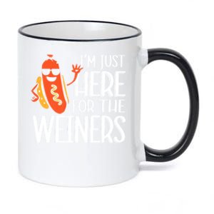 Funny Hot Dog Im Just Here For The Wieners Sausage 11oz Black Color Changing Mug