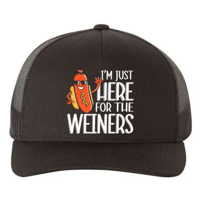 Funny Hot Dog Im Just Here For The Wieners Sausage Yupoong Adult 5-Panel Trucker Hat