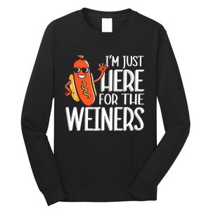 Funny Hot Dog Im Just Here For The Wieners Sausage Long Sleeve Shirt