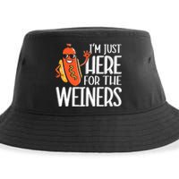 Funny Hot Dog Im Just Here For The Wieners Sausage Sustainable Bucket Hat