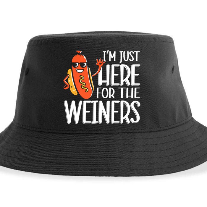 Funny Hot Dog Im Just Here For The Wieners Sausage Sustainable Bucket Hat