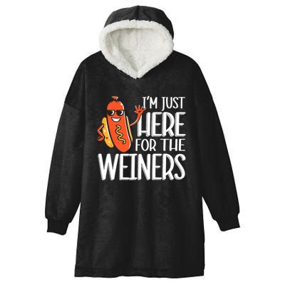 Funny Hot Dog Im Just Here For The Wieners Sausage Hooded Wearable Blanket