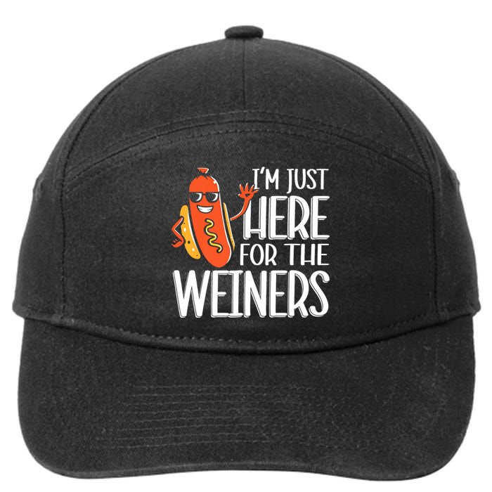 Funny Hot Dog Im Just Here For The Wieners Sausage 7-Panel Snapback Hat