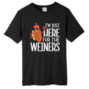 Funny Hot Dog Im Just Here For The Wieners Sausage Tall Fusion ChromaSoft Performance T-Shirt