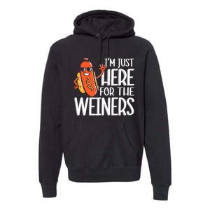 Funny Hot Dog Im Just Here For The Wieners Sausage Premium Hoodie