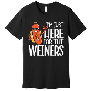 Funny Hot Dog Im Just Here For The Wieners Sausage Premium T-Shirt