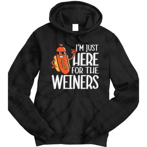 Funny Hot Dog Im Just Here For The Wieners Sausage Tie Dye Hoodie