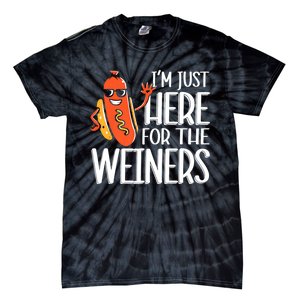 Funny Hot Dog Im Just Here For The Wieners Sausage Tie-Dye T-Shirt