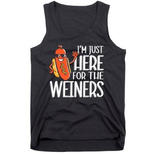 Funny Hot Dog Im Just Here For The Wieners Sausage Tank Top