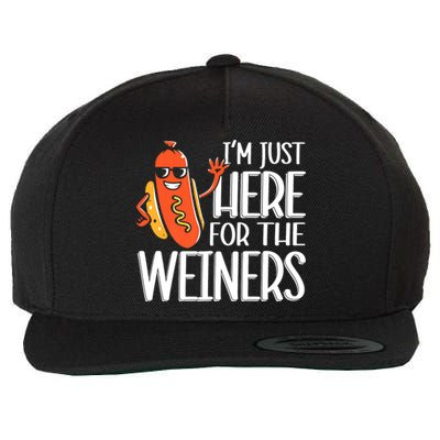 Funny Hot Dog Im Just Here For The Wieners Sausage Wool Snapback Cap