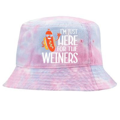 Funny Hot Dog Im Just Here For The Wieners Sausage Tie-Dyed Bucket Hat