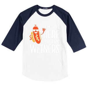 Funny Hot Dog Im Just Here For The Wieners Sausage Baseball Sleeve Shirt