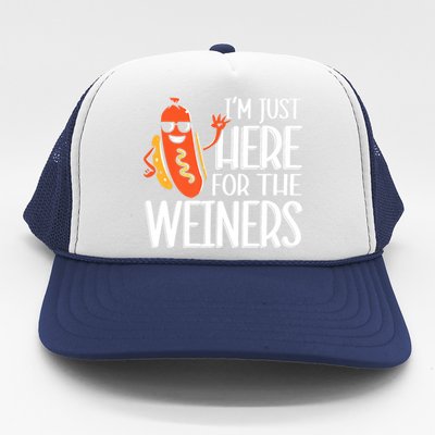 Funny Hot Dog Im Just Here For The Wieners Sausage Trucker Hat