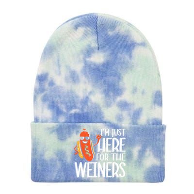 Funny Hot Dog Im Just Here For The Wieners Sausage Tie Dye 12in Knit Beanie