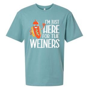 Funny Hot Dog Im Just Here For The Wieners Sausage Sueded Cloud Jersey T-Shirt