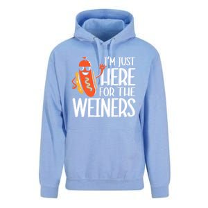 Funny Hot Dog Im Just Here For The Wieners Sausage Unisex Surf Hoodie