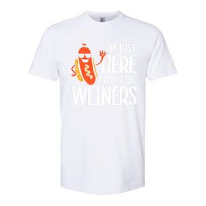 Funny Hot Dog Im Just Here For The Wieners Sausage Softstyle CVC T-Shirt