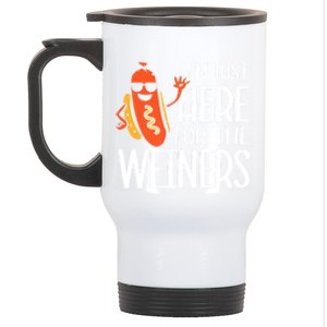 Funny Hot Dog Im Just Here For The Wieners Sausage Stainless Steel Travel Mug