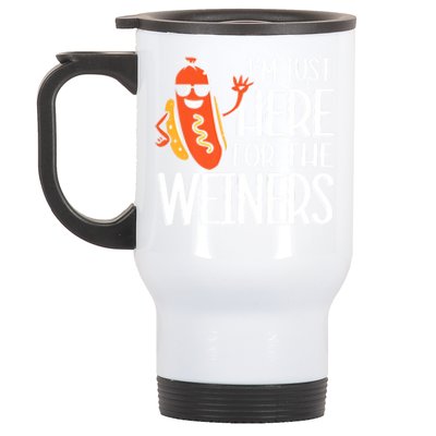 Funny Hot Dog Im Just Here For The Wieners Sausage Stainless Steel Travel Mug