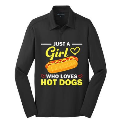 Funny Hot Dog Design For Women Hot Dog Lovers Silk Touch Performance Long Sleeve Polo