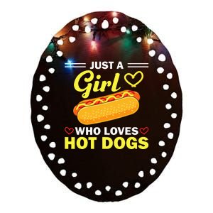 Funny Hot Dog Design For Women Hot Dog Lovers Ceramic Oval Ornament