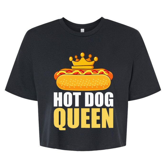 Funny Hot Dog For Women Grilled Wiener Sausage Buns Bella+Canvas Jersey Crop Tee