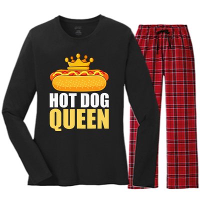 Funny Hot Dog For Women Grilled Wiener Sausage Buns Women's Long Sleeve Flannel Pajama Set 