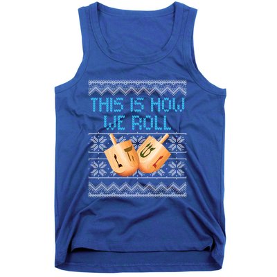 Funny Hanukkah Dreidel We Roll Ugly Christmas Theme Design Gift Tank Top