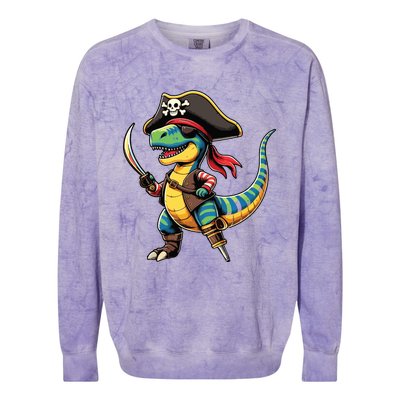 Funny Halloween Dinosaur Trex Pirate Colorblast Crewneck Sweatshirt