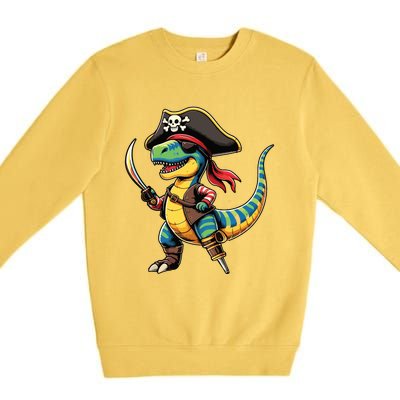 Funny Halloween Dinosaur Trex Pirate Premium Crewneck Sweatshirt