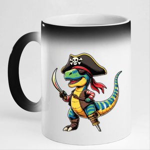 Funny Halloween Dinosaur Trex Pirate 11oz Black Color Changing Mug