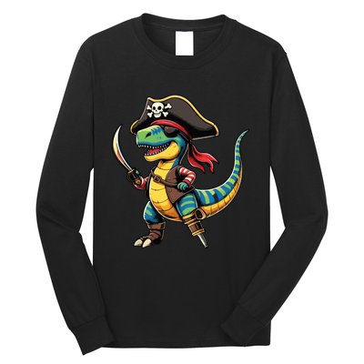 Funny Halloween Dinosaur Trex Pirate Long Sleeve Shirt