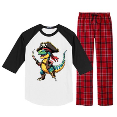 Funny Halloween Dinosaur Trex Pirate Raglan Sleeve Pajama Set