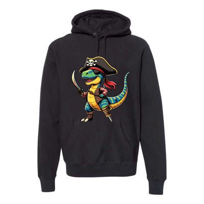 Funny Halloween Dinosaur Trex Pirate Premium Hoodie