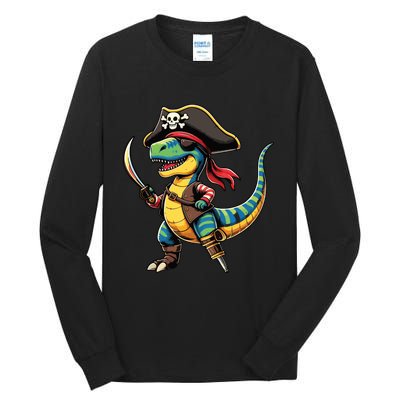 Funny Halloween Dinosaur Trex Pirate Tall Long Sleeve T-Shirt