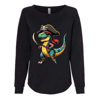 Funny Halloween Dinosaur Trex Pirate Womens California Wash Sweatshirt