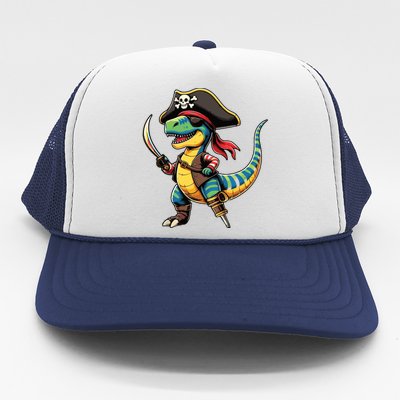 Funny Halloween Dinosaur Trex Pirate Trucker Hat